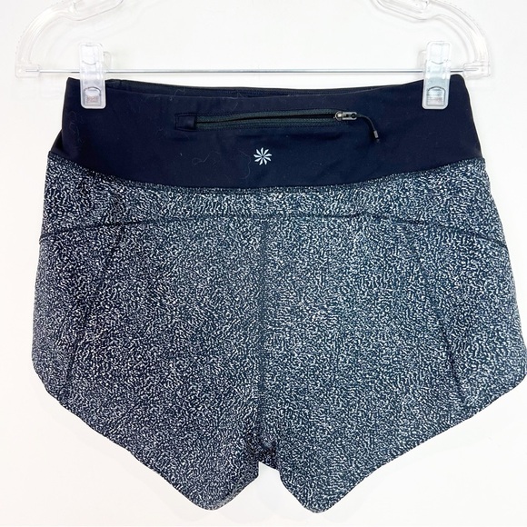 ATHLETA NAVY PATTERN RUN WITH IT ATHLETIC RUNNING SHORTS WOMENS SZ XXS - Picture 5 of 7